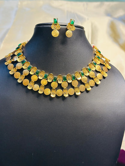Three Layer  Kasu Necklace Set