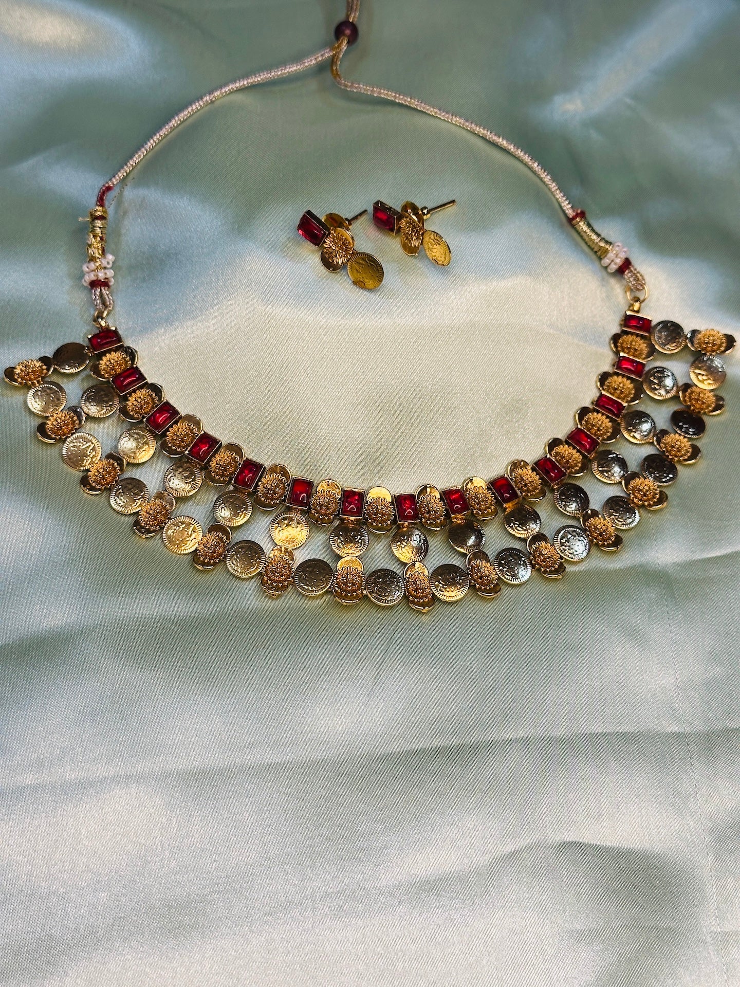 Three Layer  Kasu Necklace Set