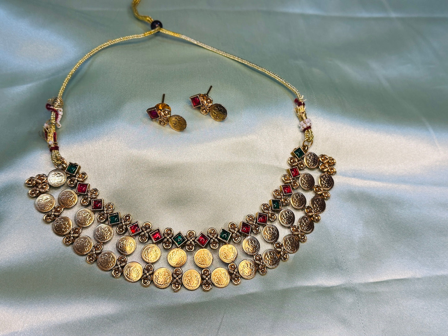 Three Layer Multi Kasu  Necklace Set