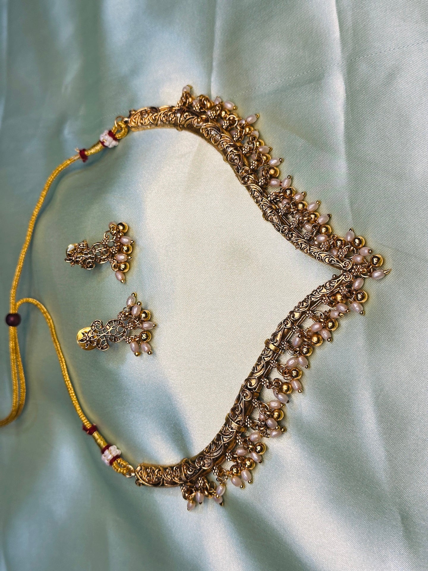 Rice Pearl Sweetheart Shaped Necklace Set
