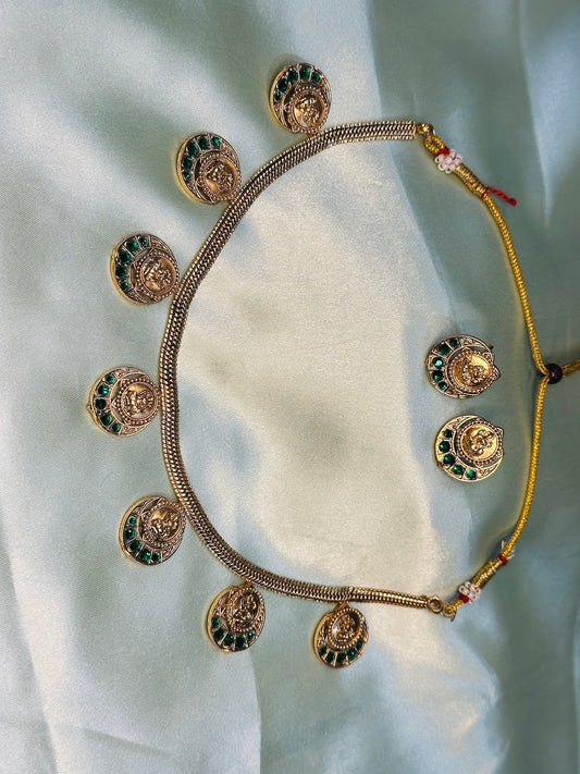 Lakshmi Kasu Moon Necklace Set