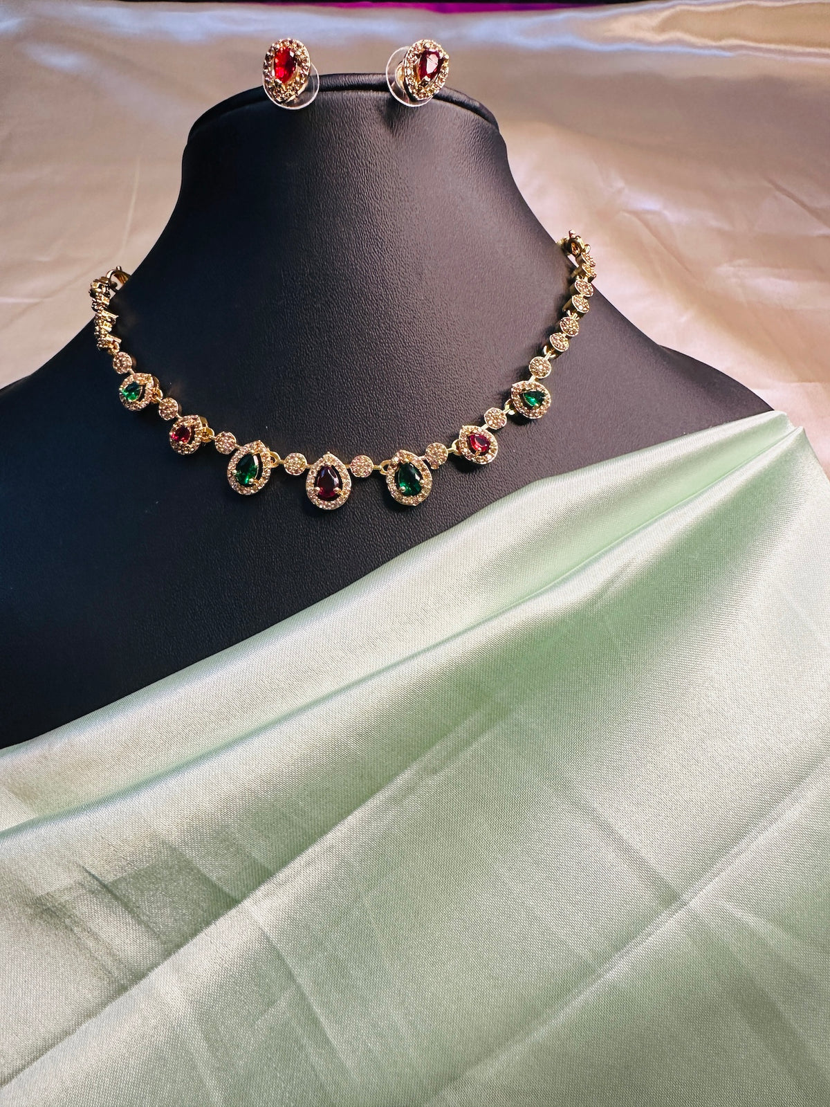 AD Stone Rain Drops  Necklace Set