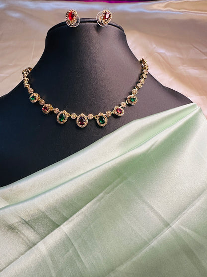 AD Stone Rain Drops  Necklace Set