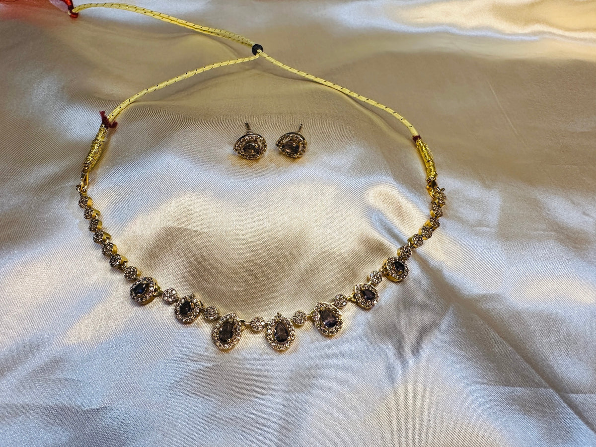 AD Stone Rain Drops  Necklace Set
