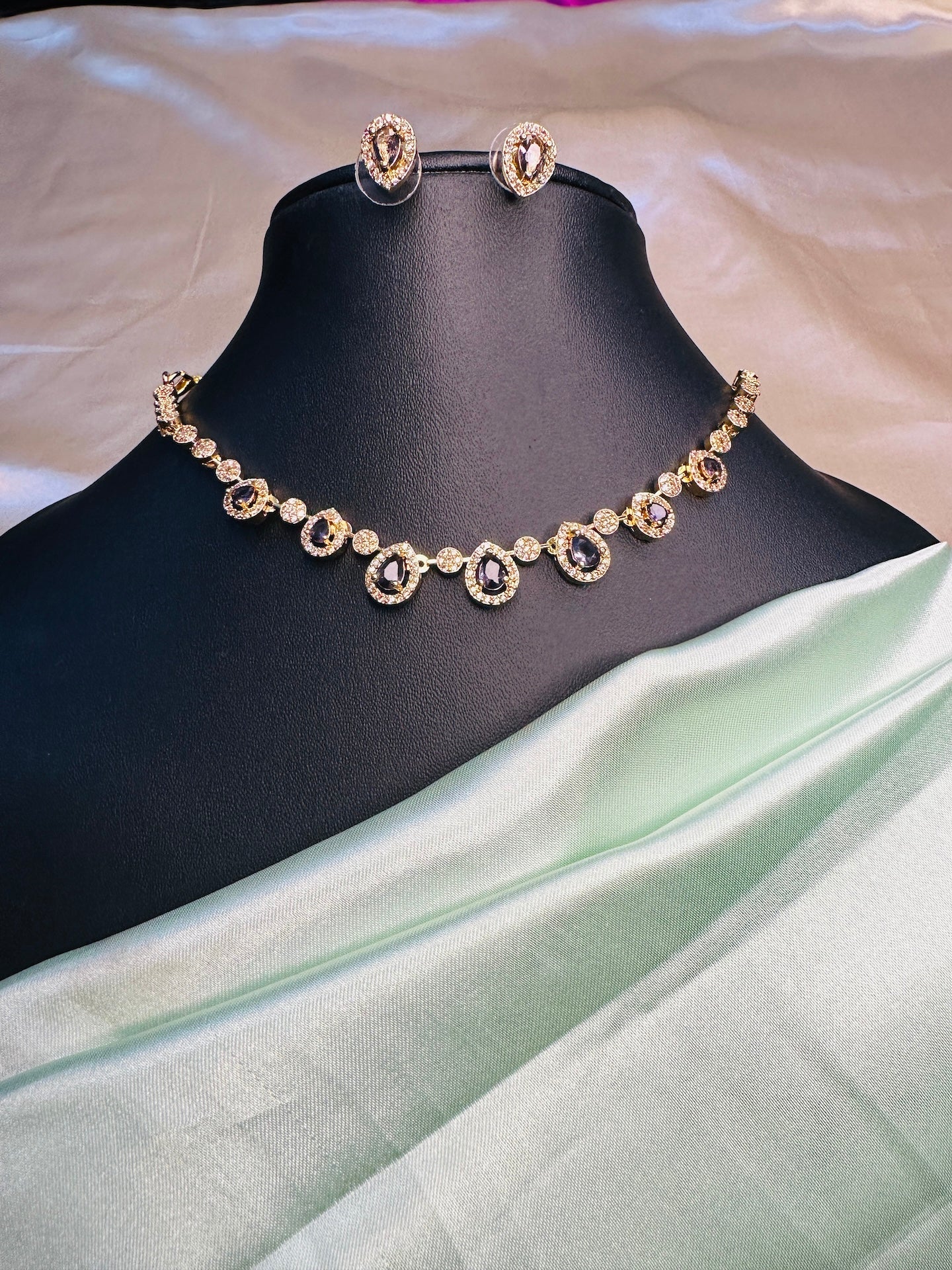 AD Stone Rain Drops  Necklace Set