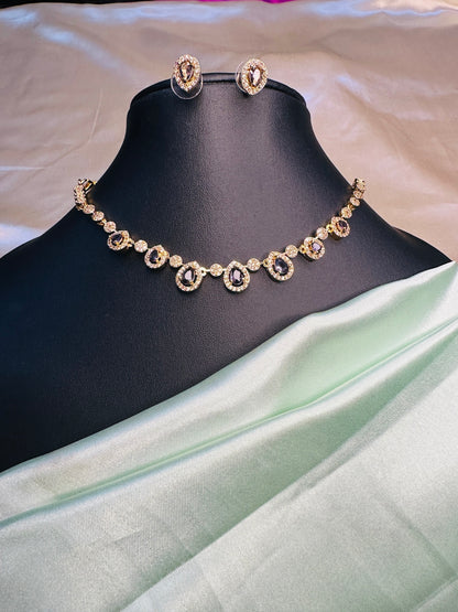 AD Stone Rain Drops  Necklace Set