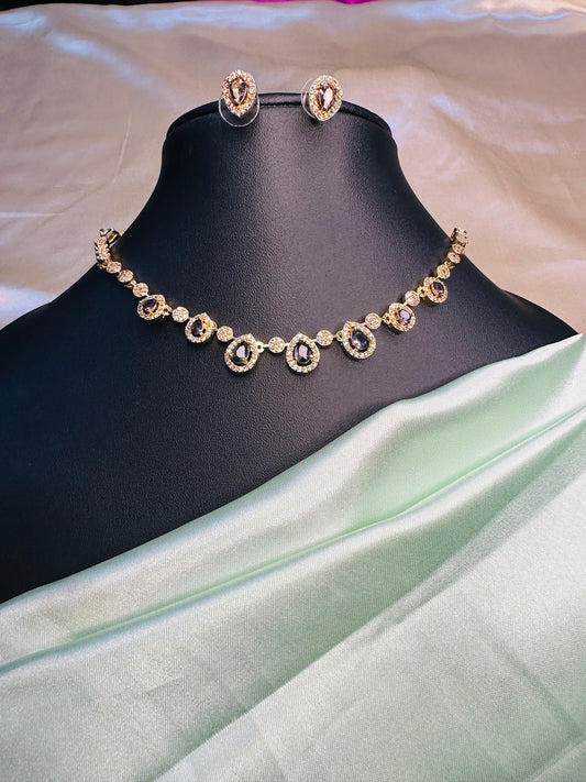 AD Stone Rain Drops  Necklace Set