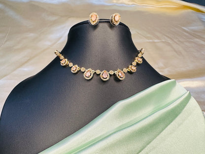 AD Stone Rain Drops  Necklace Set