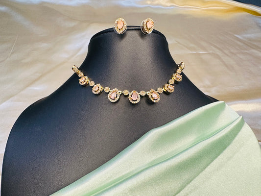 AD Stone Rain Drops  Necklace Set