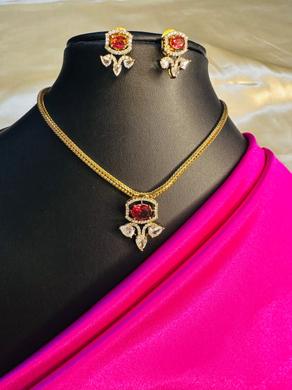 AD Stone Pendant Chain Set