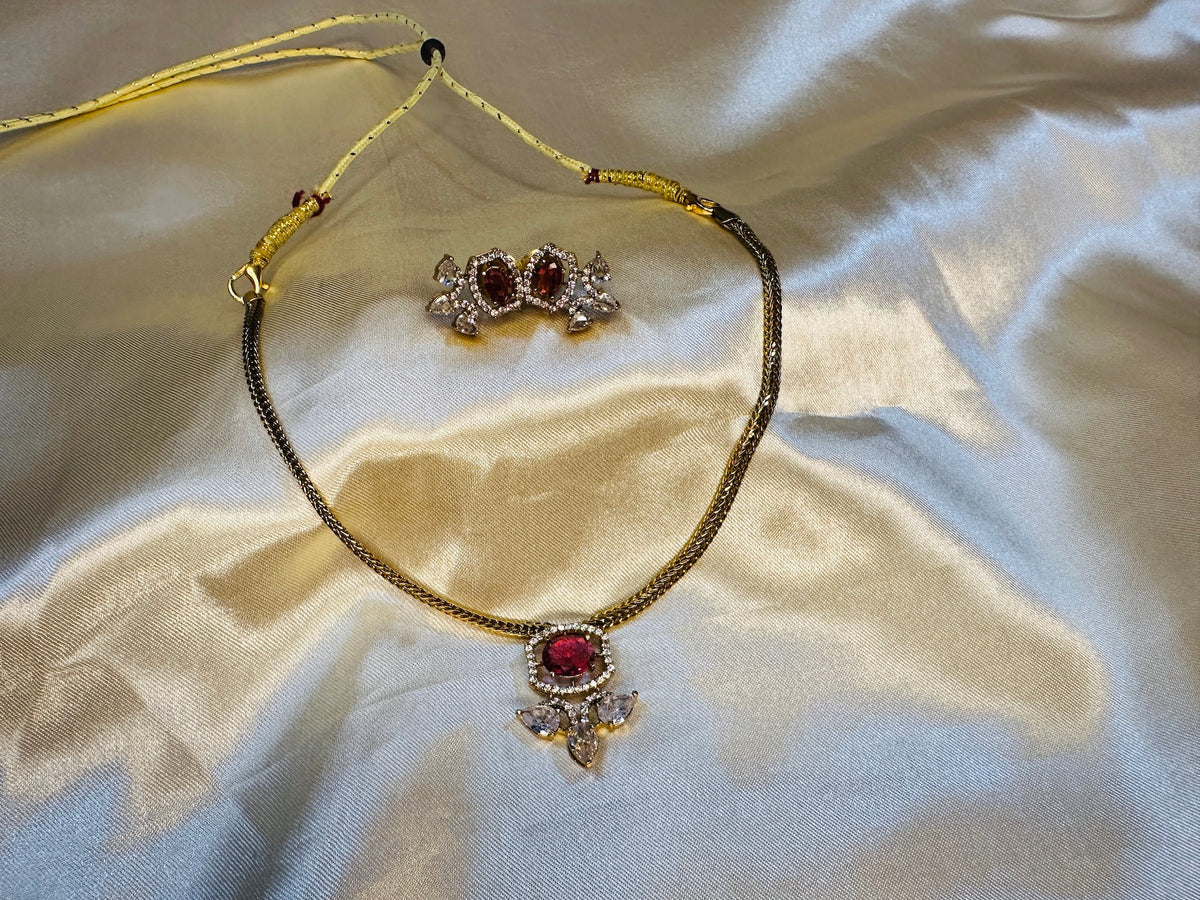 AD Stone Pendant Chain Set
