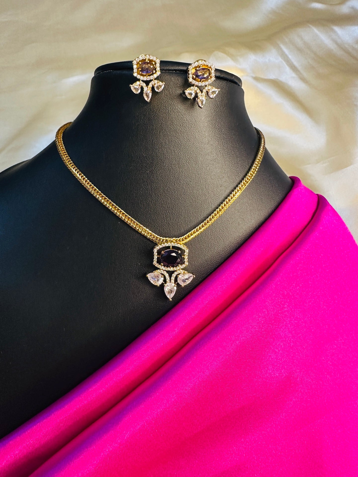 AD Stone Pendant Chain Set