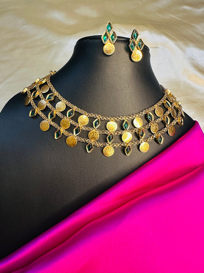 Kasu  Three layered Necklace set