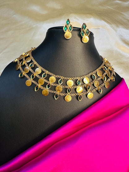 Kasu  Three layered Necklace set