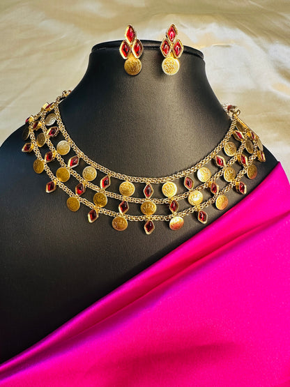 Kasu  Three layered Necklace set