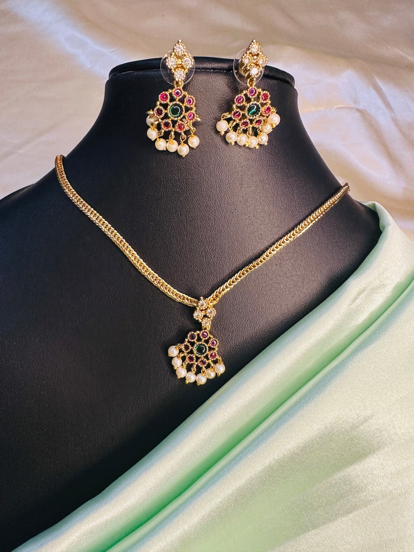 AD Stone Attigai  Multi Color Chain Set