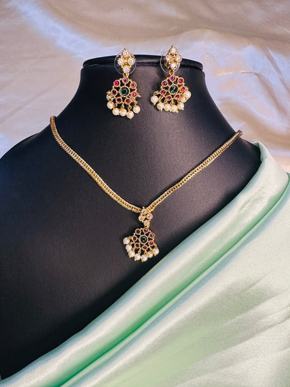 AD Stone Attigai  Multi Color Chain Set