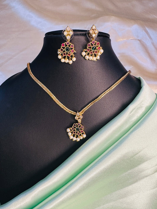 AD Stone Attigai  Multi Color Chain Set