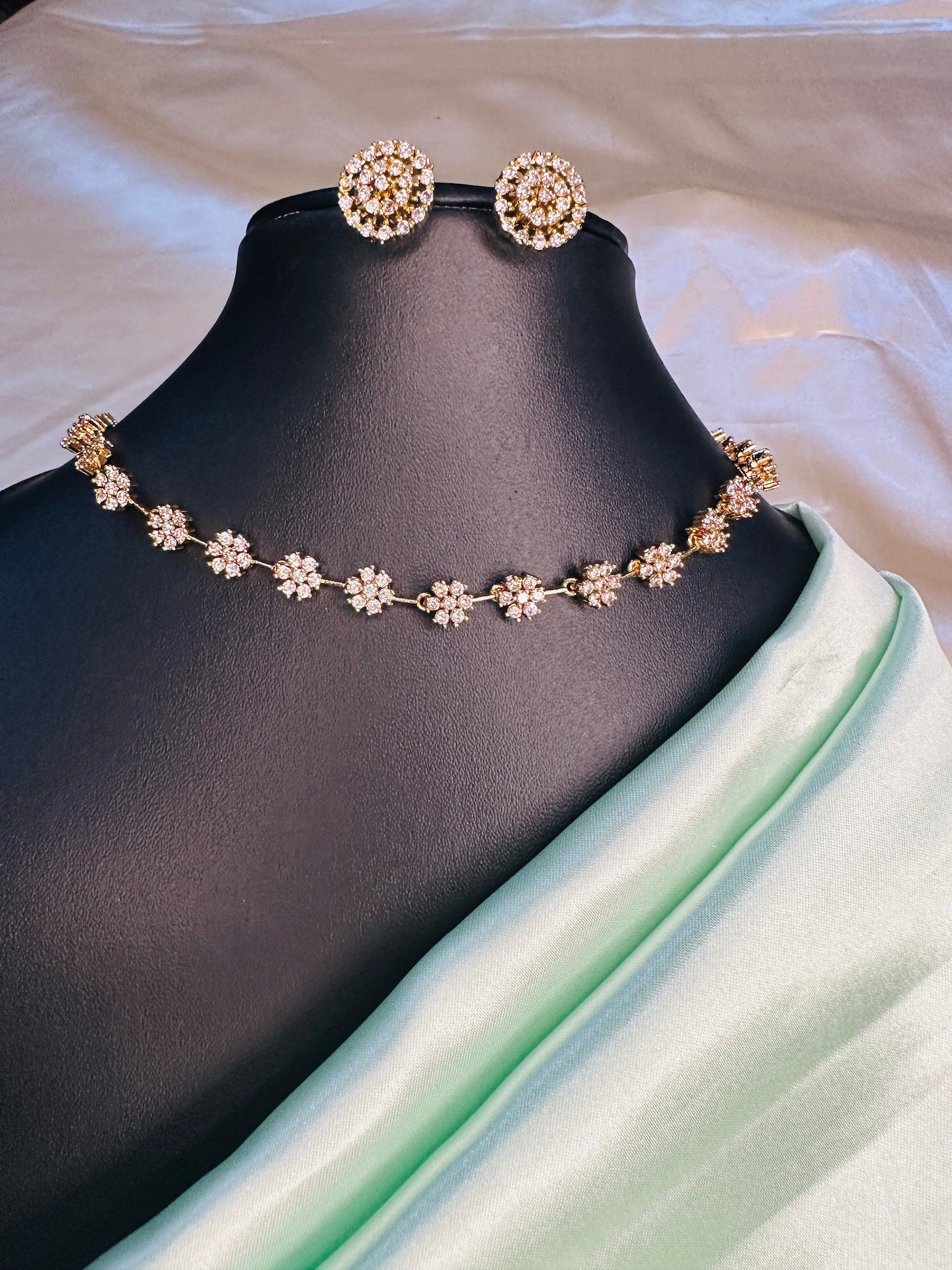 Floral AD Stone Necklace Set