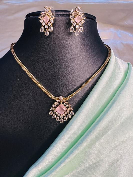 AD Stone Pendant with chain Set