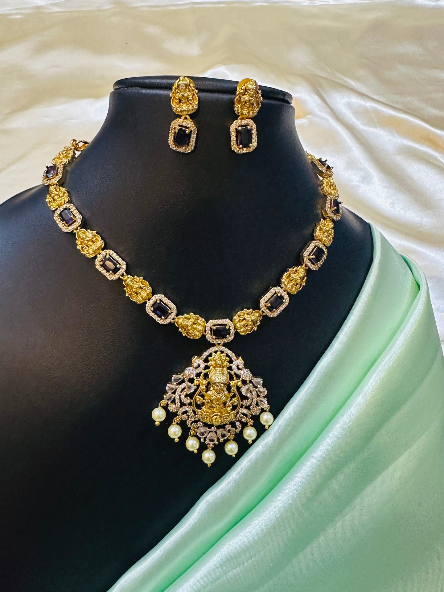 AD Stone Lakshmi Necklace Set