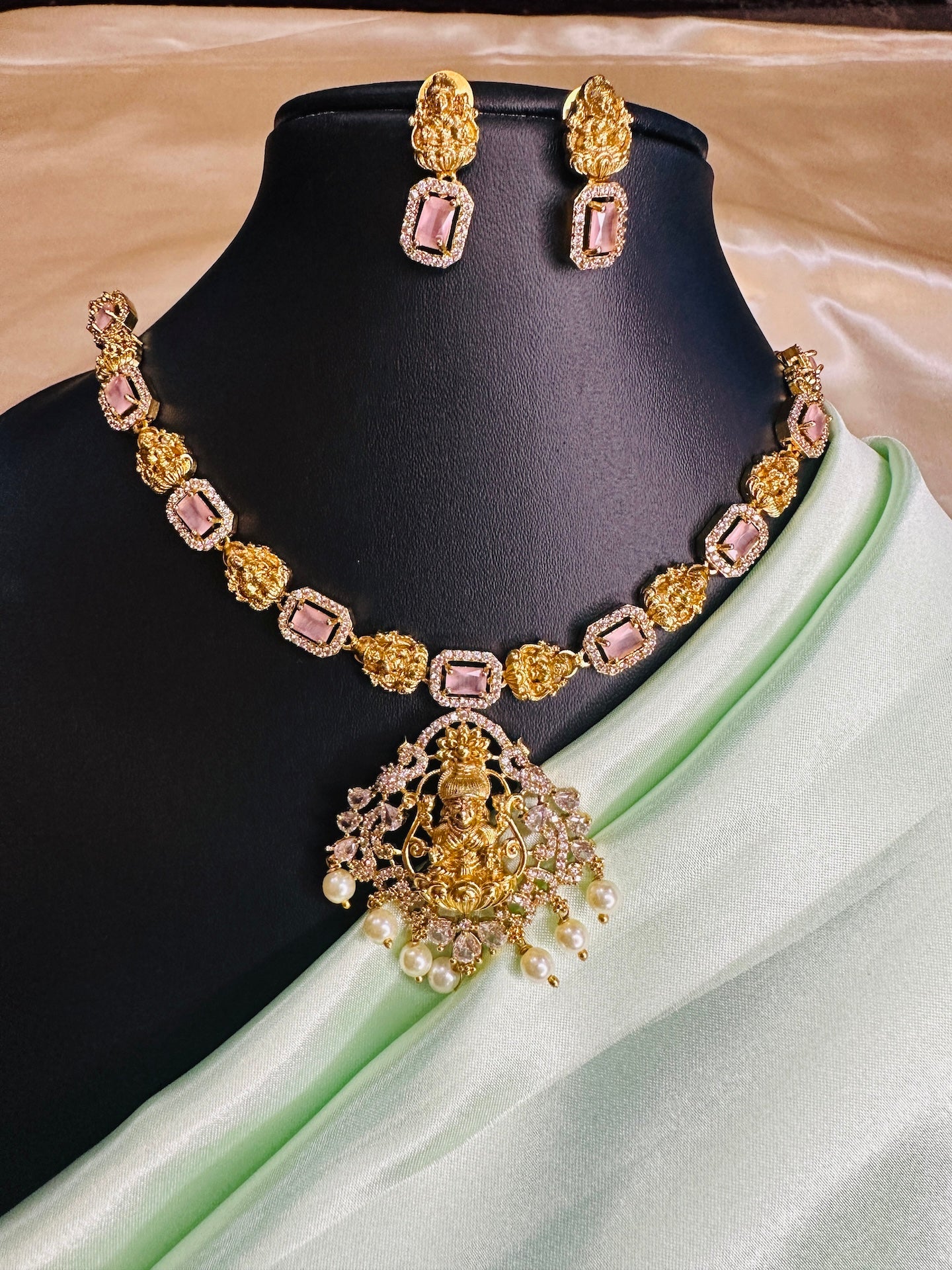 AD Stone Lakshmi Necklace Set