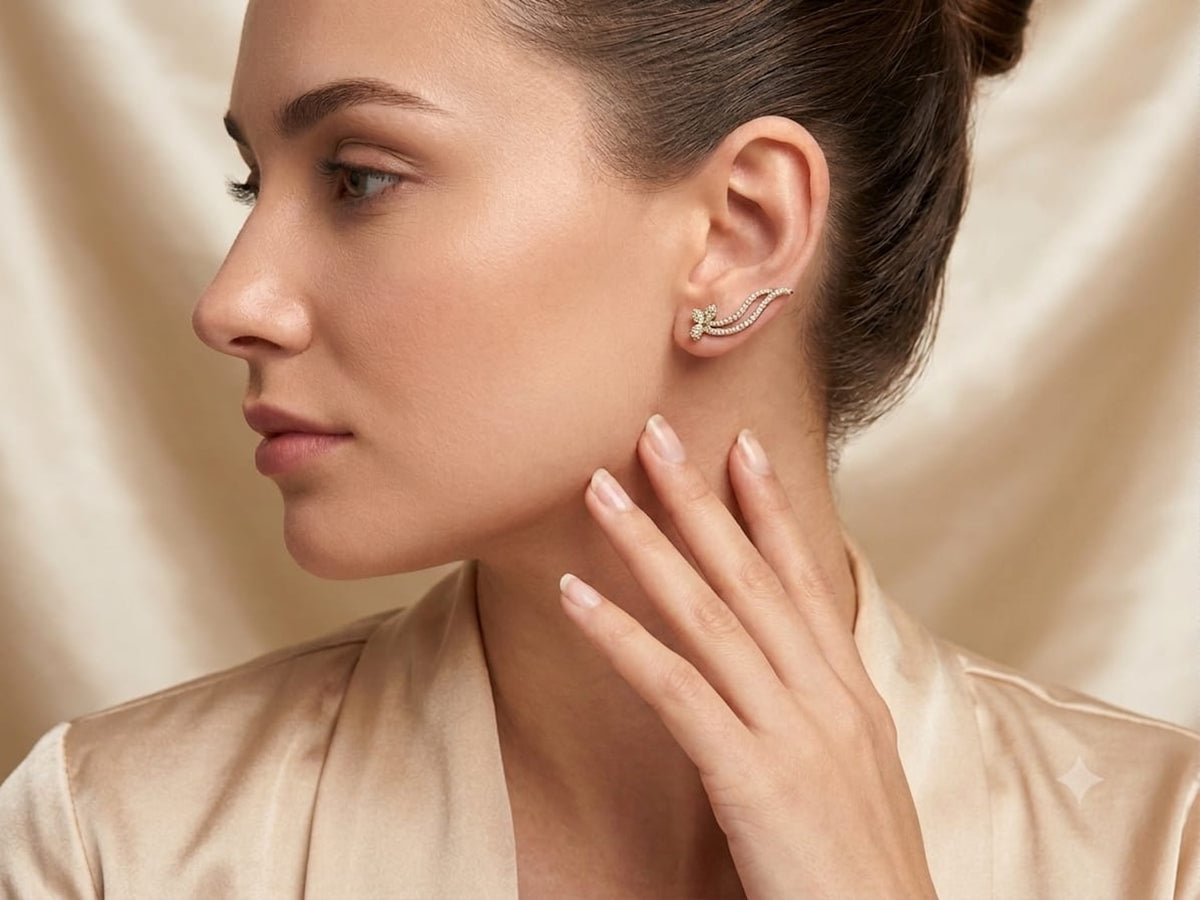 Dual Leaf Design Gold plated Ear Cuffs